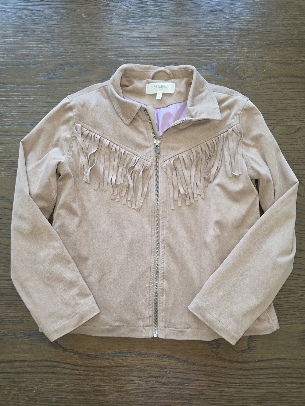 Shyanne by Boot Barn Girls Tan Faux Suede Fringe Western Jacket - Size L